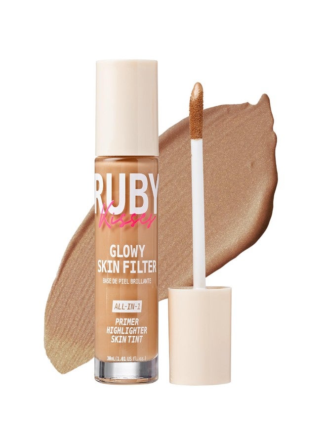 Ruby Kisses Glowy Skin Filter Foundation - All-in-1 Primer, Skin Tint & Highlighter, Hydrating Light Coverage with Squalane, Natural Dewy Finish, Luminous & Radiant Glow (Tan) - Image 1